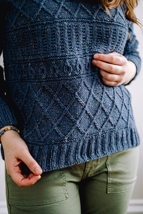 True Blue Split Crew Sweater - I Like Knitting